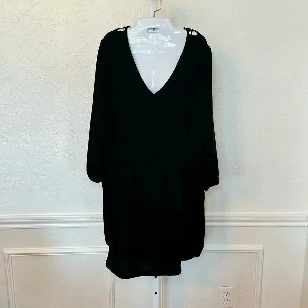 NWT Black Long Sleeve Skies Are Blue Dress with cutout details on back Size XLP - Picture 6 of 13